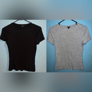 Express Ribbed Fitted Tee - set of 2 size medium